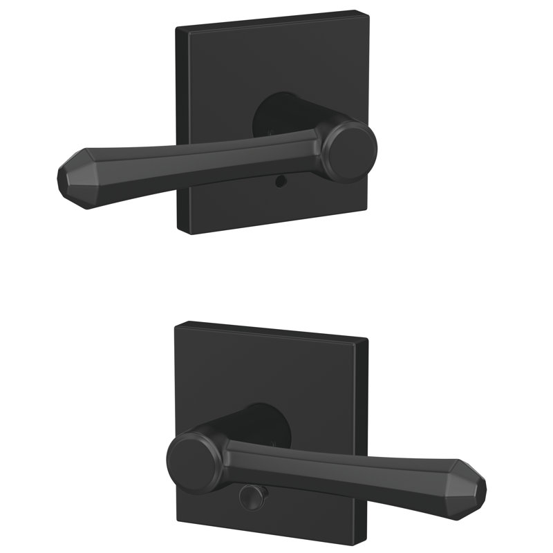 Custom Dempsey Hall-Closet and Bed-Bath Lever with Collins Trim, Matte Black