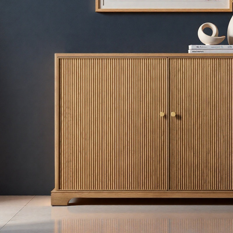 Buffet pratique de style rétro, Light Brown, 31.89" H x 48.03" W x 19.69" D