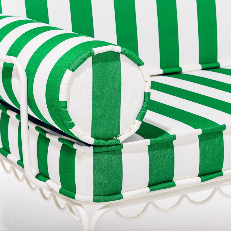Ensemble de housse pour causeuse Al Fresco, Acrylique rayé vert / blanc