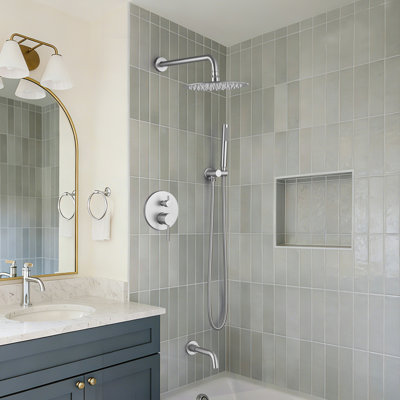 Système de douche mural à pression équilibrée avec bec de baignoire 10 po