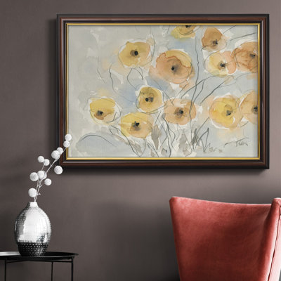Sunset Poppies I, toile encadrée de qualité supérieure - prête à être accrochée