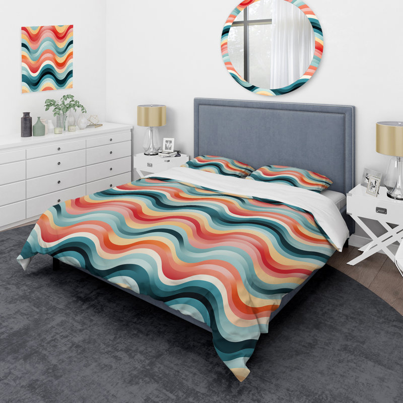 Ensemble de housse de couette à chevrons en polyester microfibre Colorful Whirls
