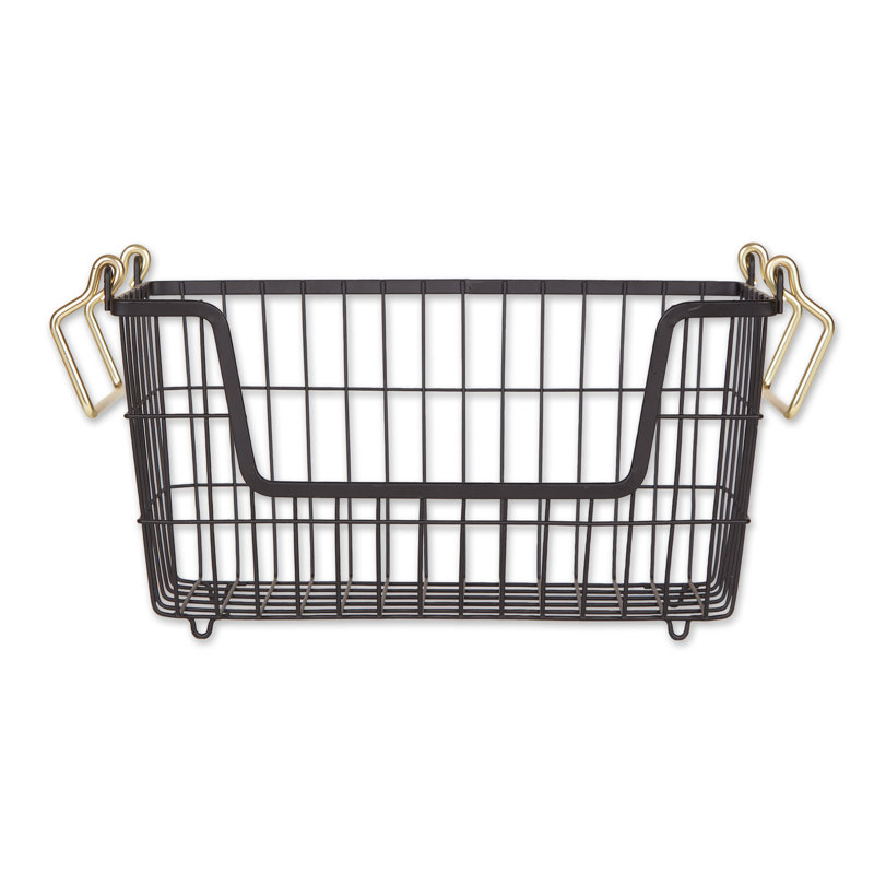 Rebrilliant Decorative Bin, 6.7'' H x 6.3'' W x 12.6'' D, Black/Gold