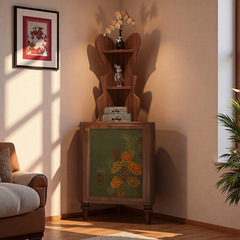 Armoire de coin artistique en forme de papillon.