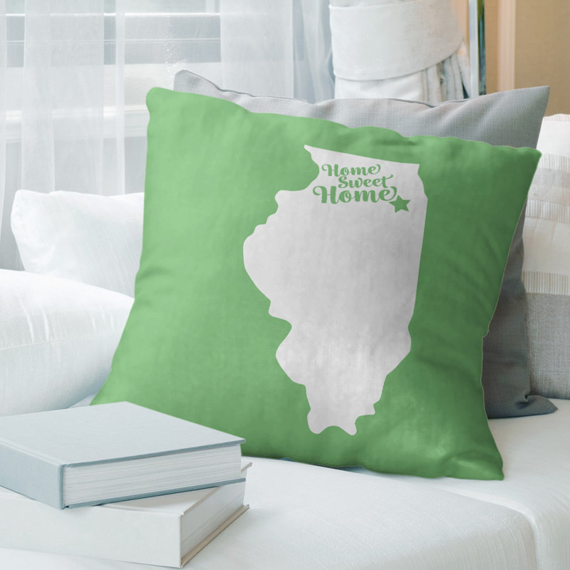 Reversible Throw Pillow, 20" x 20", Green, Joliet