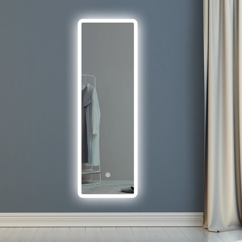 Miroir de chambre rectangulaire sans cadre à DEL avec interrupteur tactile / étanche / à intensité variable / 3 lumières de couleur