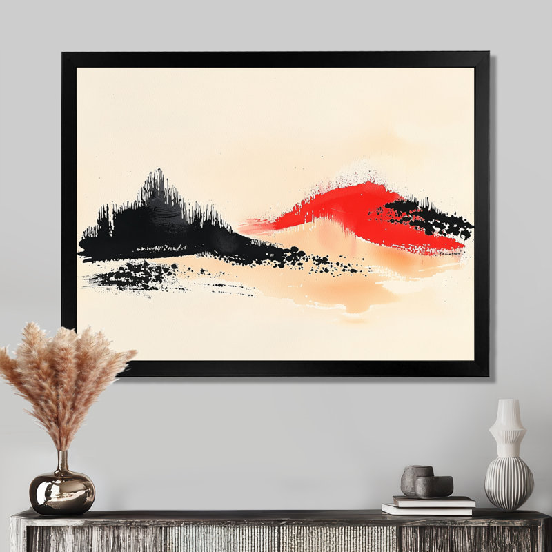 «Pure Nature», art japonais moderne à l'encre du Japon - Minimalisme abstrait, art mural, H 30 po x l 40 po, Cadre simple