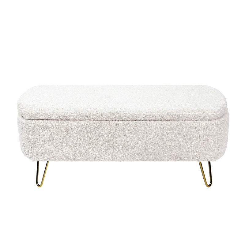 Upholstered Storage Bench, Ivory