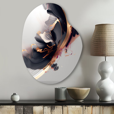 Rosegold Black Transcendant Complexity I - forme irrégulière, art mural abstrait en métal, reproduction de sculpture murale asymétrique en métal