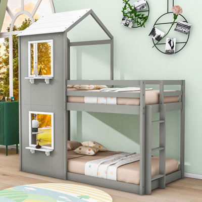 Kids Twin Over Twin Bunk Bed
