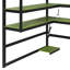 Lit mezzanine double en bois avec bureau, support de rangement latéral, tablettes multiples et lumière RVB-1139626410-1139626409