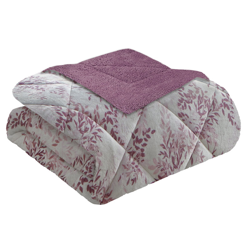 Queen Purple Reversible Microfiber Comforter Set