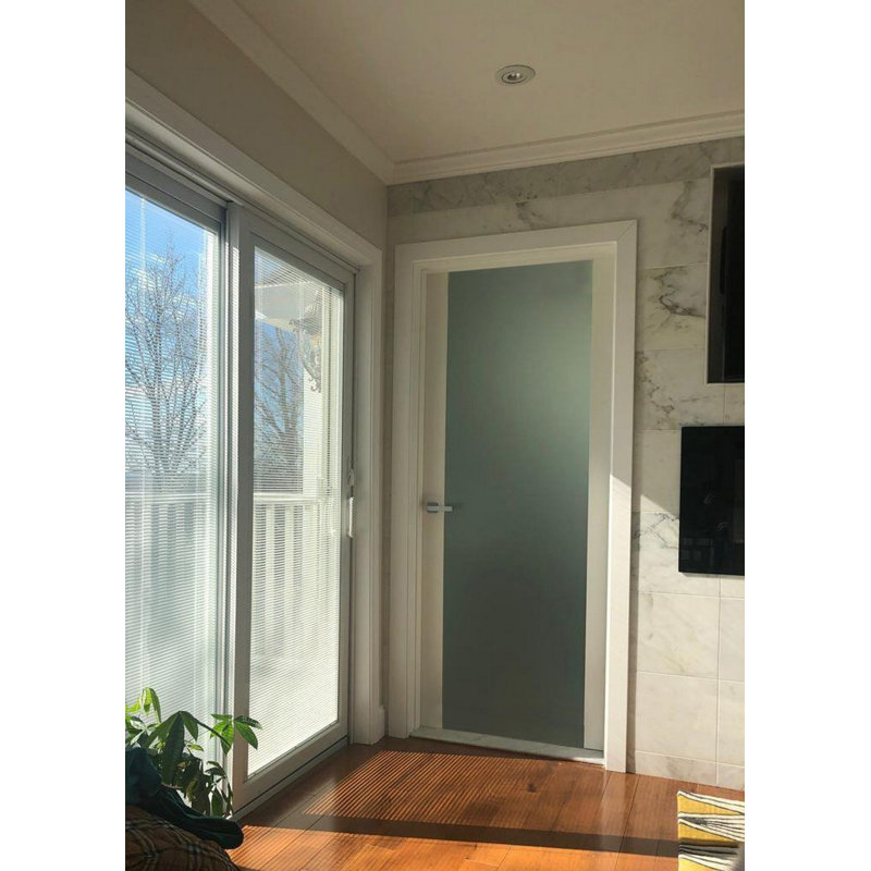 Porte standard en verre givré Planum, 28 po x 80 po, Satin blanc