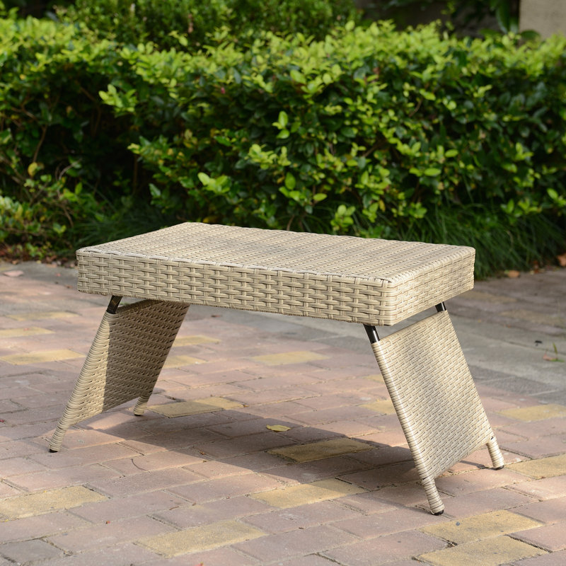 Rectangular Wicker/Rattan Outdoor Folding Coffee Table, Grey
