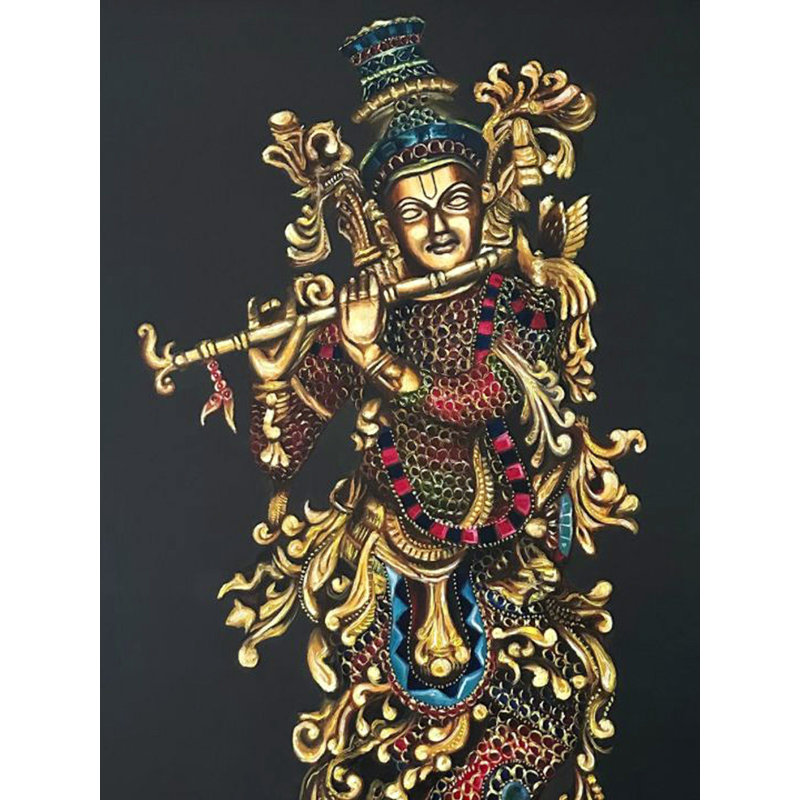 Murlidhar - peinture du lord Krishna | Huile et acrylique sur toile | Par Shweta Rukme