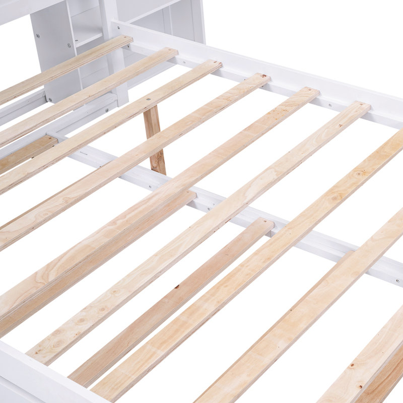 Lit plateforme avec rangement Salix, Double, Beige