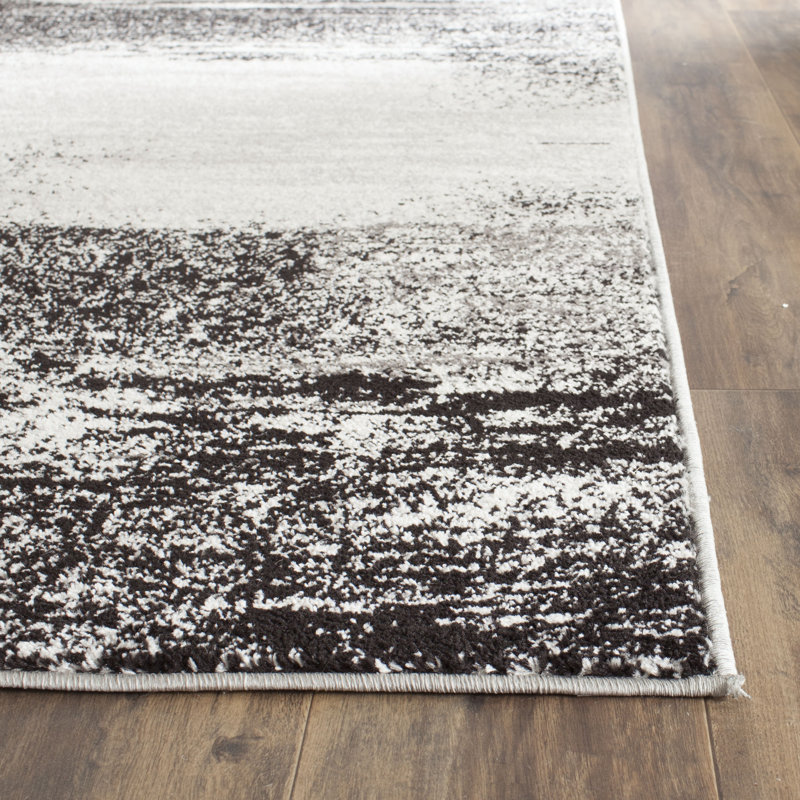 Algonquin Performance Abstract Rug, Runner 2'6" x 22', Silver/Gray