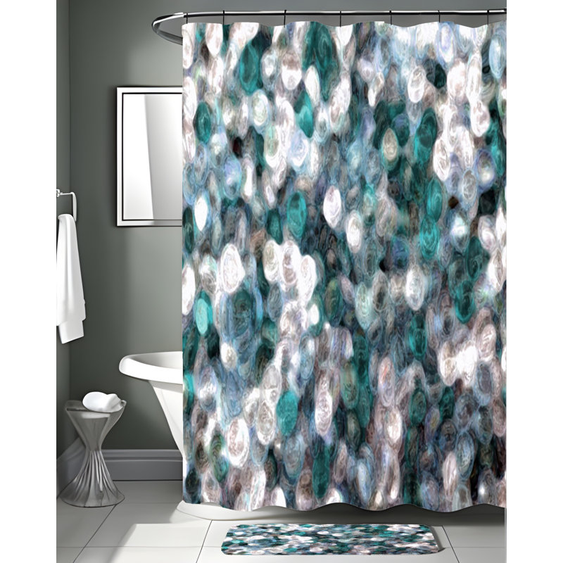Rideau de douche simple à motif abstrait Mollifer, H 93 po x l 70 po, Aigneis floral