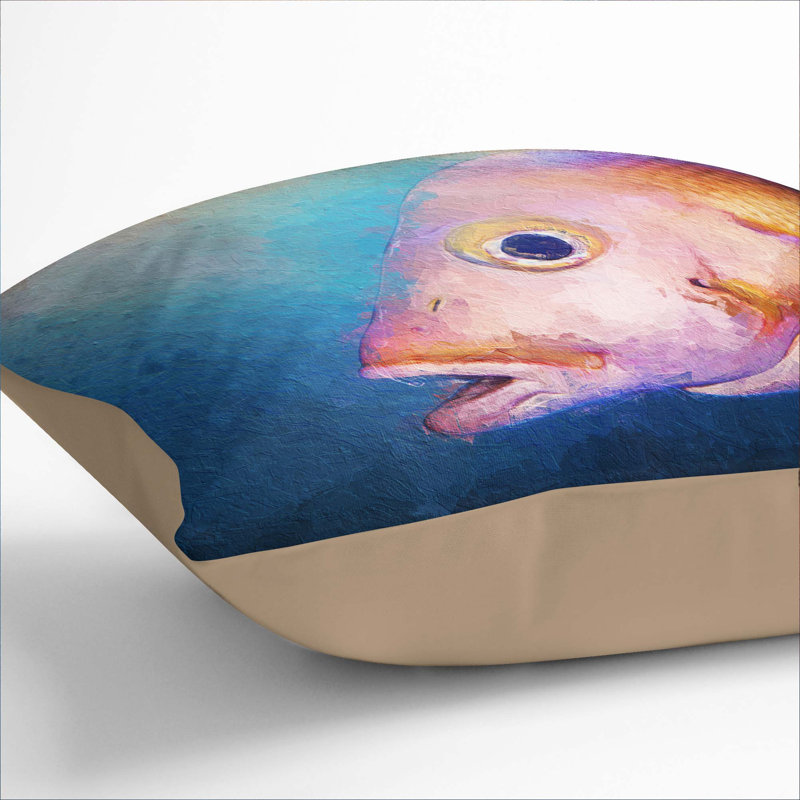 Snapper Fish Cushion with Filling, 40cm H x 40cm W x 15cm D, Stone
