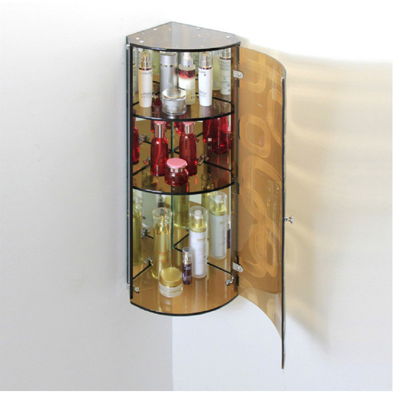 Adhafera Glass Bathroom Cabinet, Gold Crystal