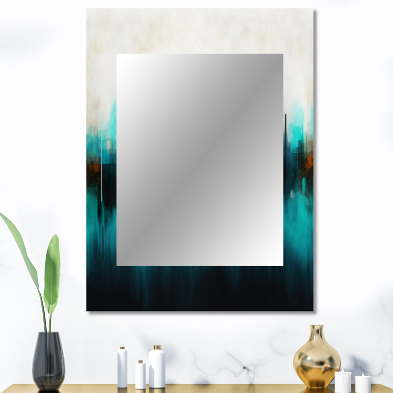 Bleu et noir ondulation abstraite Medley II - miroir décoratif abstrait, miroir mural bleu, impression d'art en métal