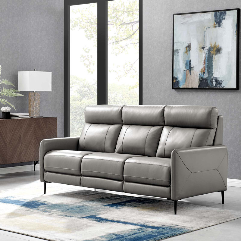 Canapé en cuir Modway Huxley, Cuir synthétique gris