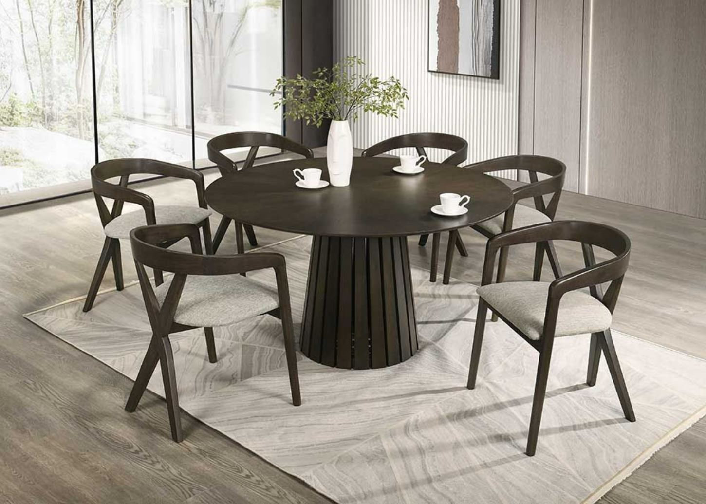 Greco 7 - Piece Dining Set, Wenge / Light Gray 