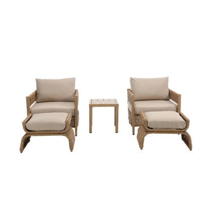 Ensemble de mobilier d'extérieur 5 pièces, ensemble de conversation pour patio avec coussins et table d'appoint