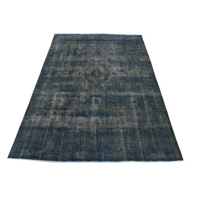 Tapis unique en laine des années 1980 de 9 pi 11 po x 12 pi 6 po Mohl bleu