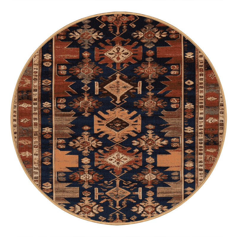 Tapis brun turc lavable à la machine, Rond 4 pi