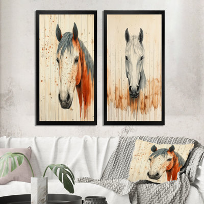 Portrait de cheval « Force tranquille » III - Ensemble de 2 tableaux muraux de chevaux