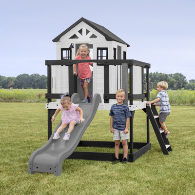 Sweetwater Heights Elevated Modern Cedar Playhouse with Kitchen and Slide