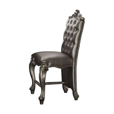 Oaklee Counter Height Chair (2Pc), Silver PU & Antique Platinum