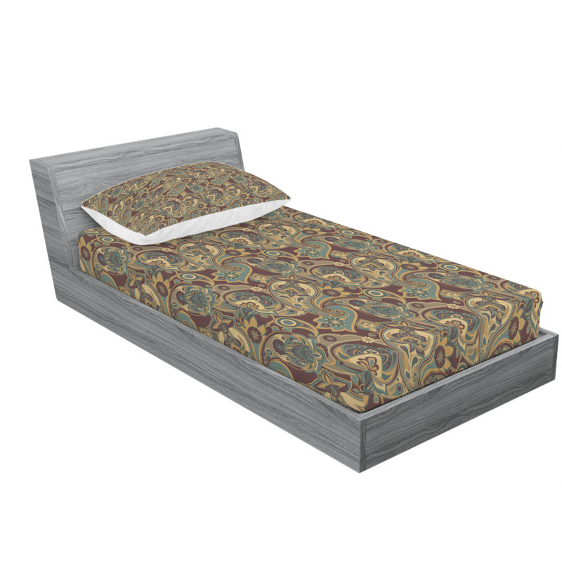 Microfiber Floral Sheet Set, Twin XL Sheet Set with 1 Pillowcase, Paisley 3