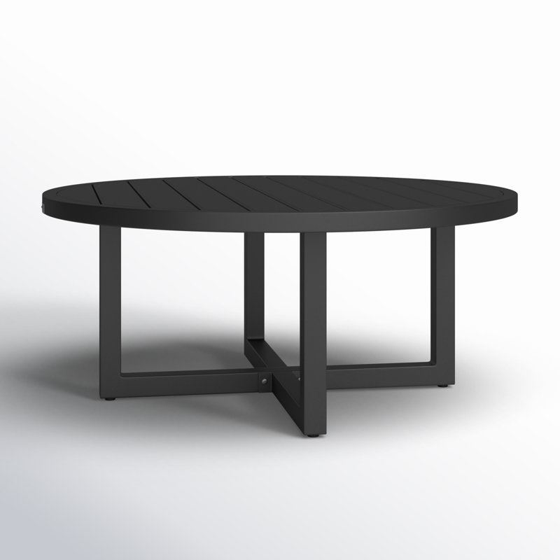 Argiope 42'' Black Aluminum Round Outdoor Coffee Table