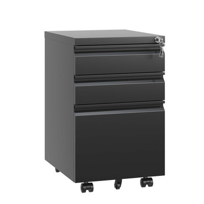 3 Drawer Mobile File Cabinet With Lock,Metal Filing Cabinets For Home Office Organizer Letters/Legal/A4,Fully Assembled