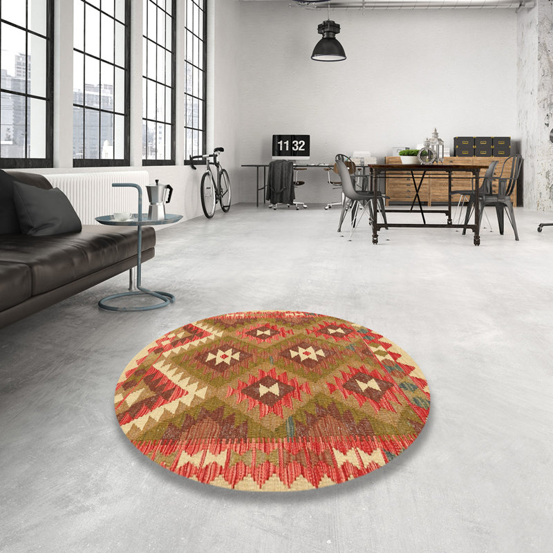 Tapis brun / vert Southwestern, Rond 6 pi