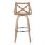 Tabouret de bar à hauteur fixe avec pivot en bois blanchi et similicuir blanc avec repose-pieds rond en métal chromé - ensemble de 2
