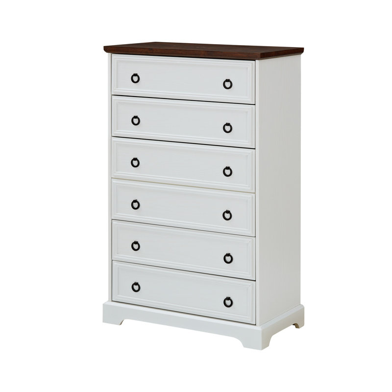 Commode de rangement de chambre à coucher 6 tiroirs -, coulissante en douceur, spacieuse, 6 armoires blanches, rangement