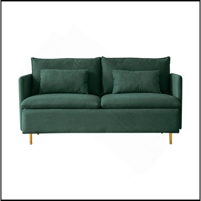 Modern Upholstered Loveseat Sofa,Emerald Cotton Linen---63.8"