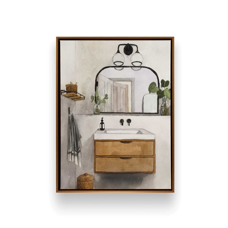 «Bathroom Scene III» par Masey St. Studios, reproduction d'art, 12 W x 16 H, Framed Canvas, Gold