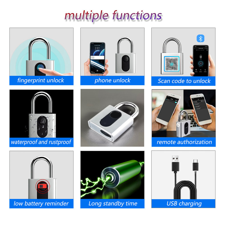 Smart Keyless Fingerprint Bluetooth Padlock for Luggage and Lockers