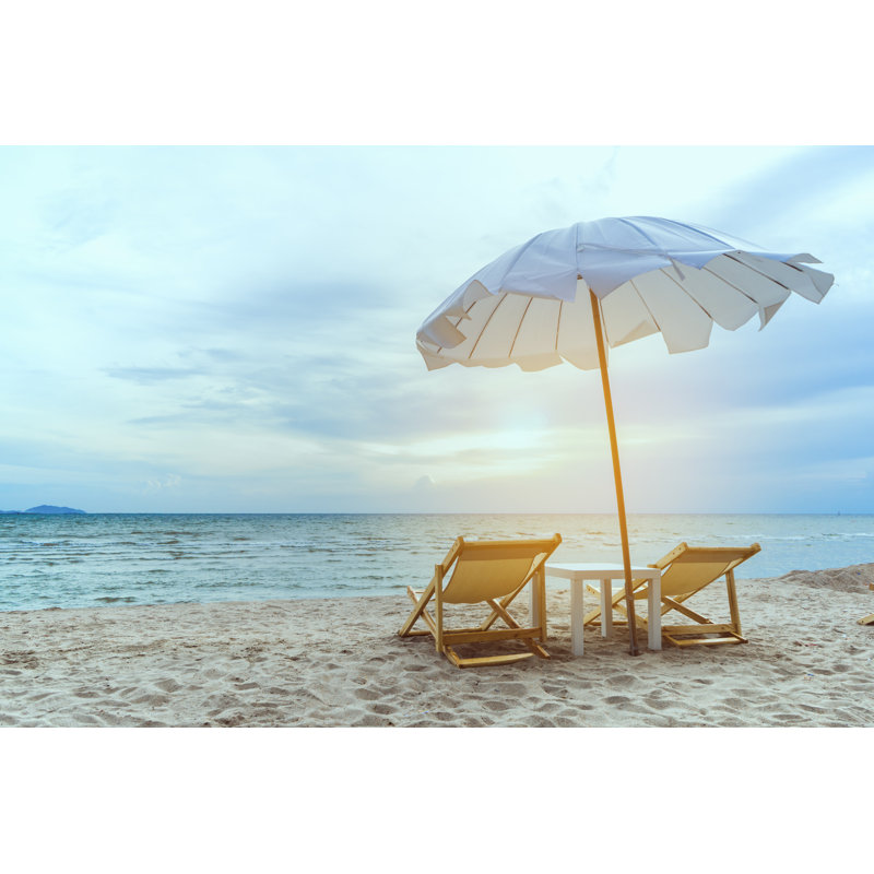 Beach Chair On Sand by Champpixs - Wrapped Canvas Print, 20cm H x 30cm W x 3.8cm D
