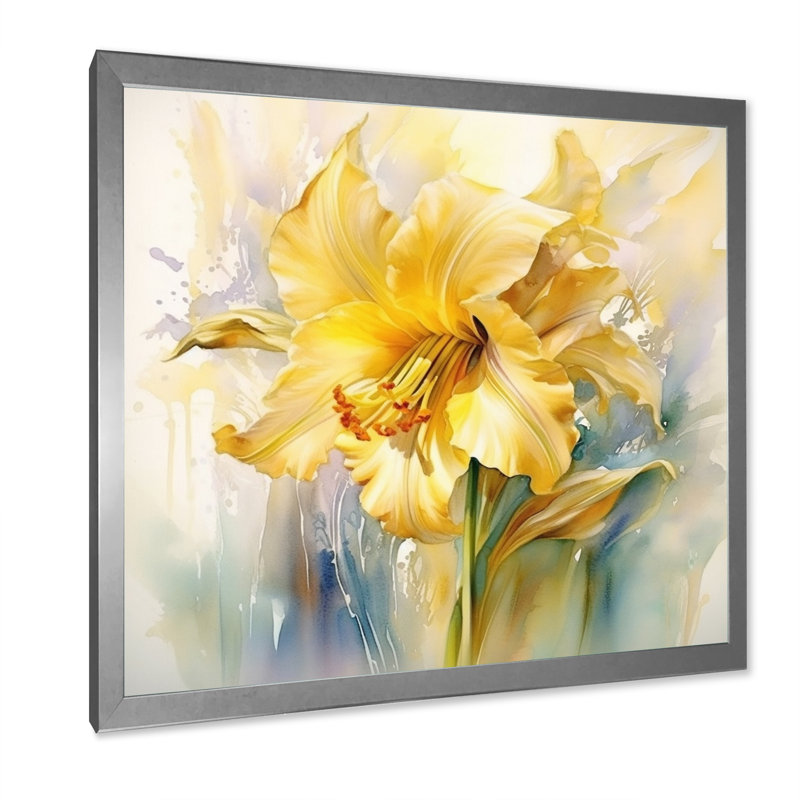 «Yellow Green Daffodils Natures Impression» sur toile, H 16 po x l 16 po x P 1 po, Cadre photo argenté