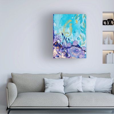 Art mural sur toile tendue - «Mermaid Garden» par Amy Tieman pour décoration de salon, de chambre à coucher ou de bureau - 18 x 24
