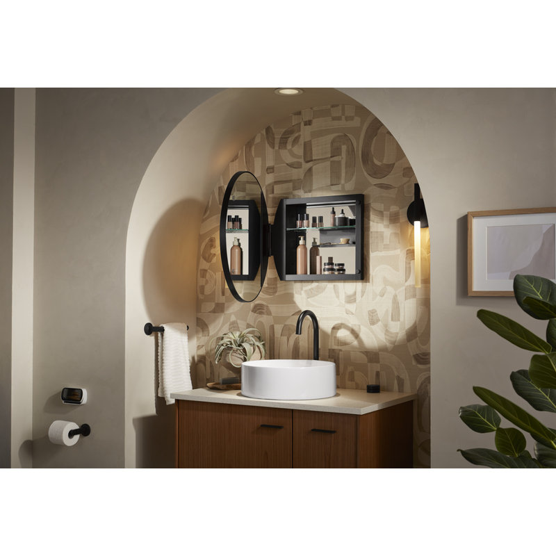 Verdera 24 in Round Framed Medicine Cabinet, Surface Mount or Recessed, Polished Chrome