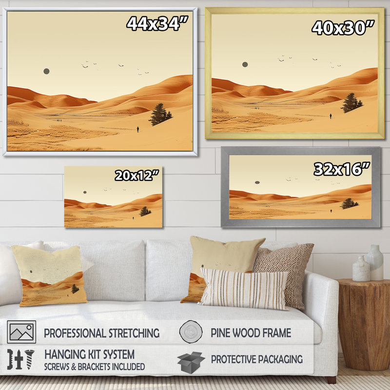 Désert au clair de lune Mirage paysage - désert, art mural, H 12 po x l 20 po x P 1 po, Toile tendue