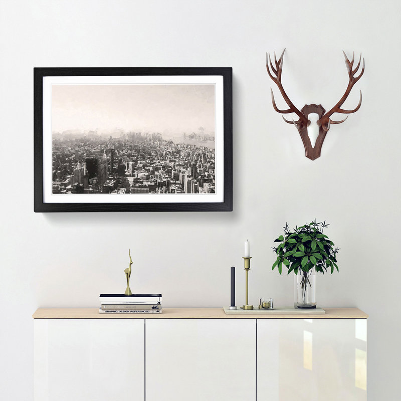 The Skyline of New York in Abstract - Framed Print, 35cm H x 50cm W x 2cm D, Black
