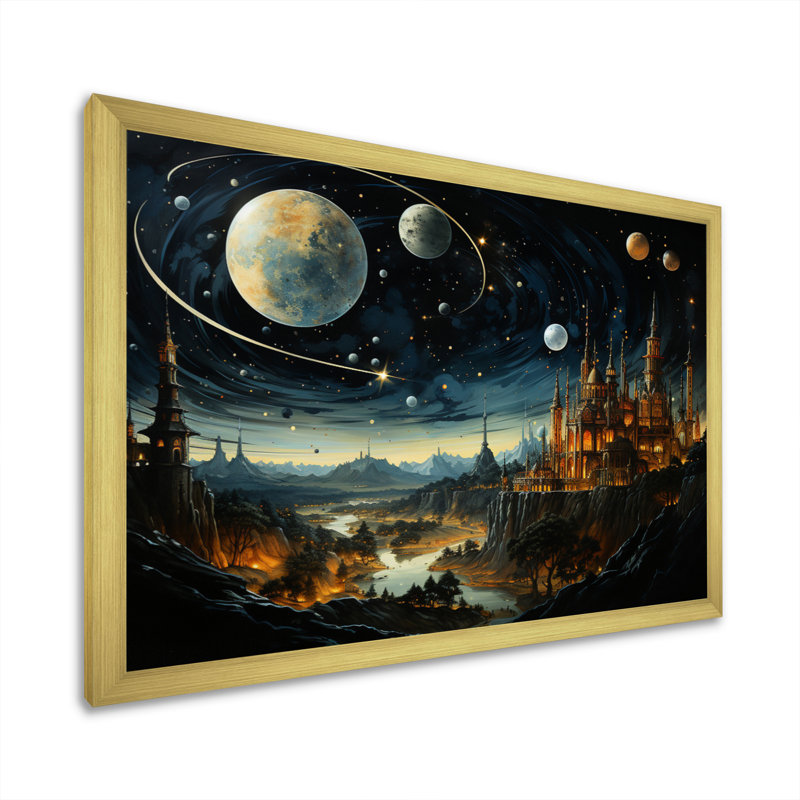 " Islam Art Islamic Astronomy III ", Gold Single Picture Framed, 34" H x 44" W x 1.5" D