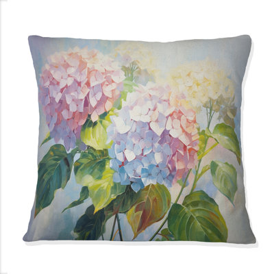 Delicate Hydrangea Bouquet Gentle Pastel I - Hydrangea Printed Throw Pillow